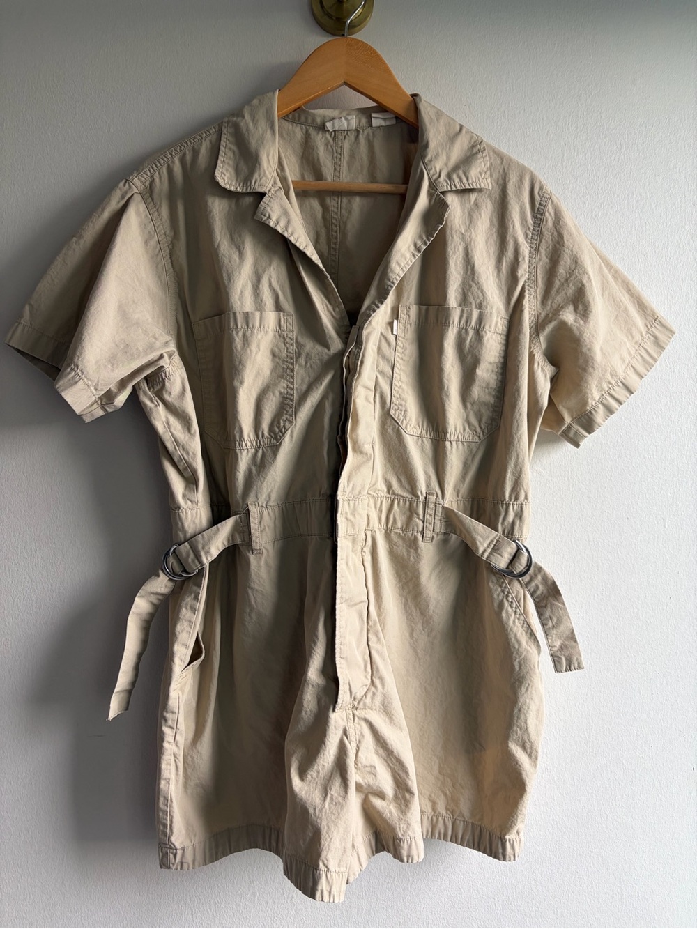Levi's Beige Short-Sleeve Utility Romper